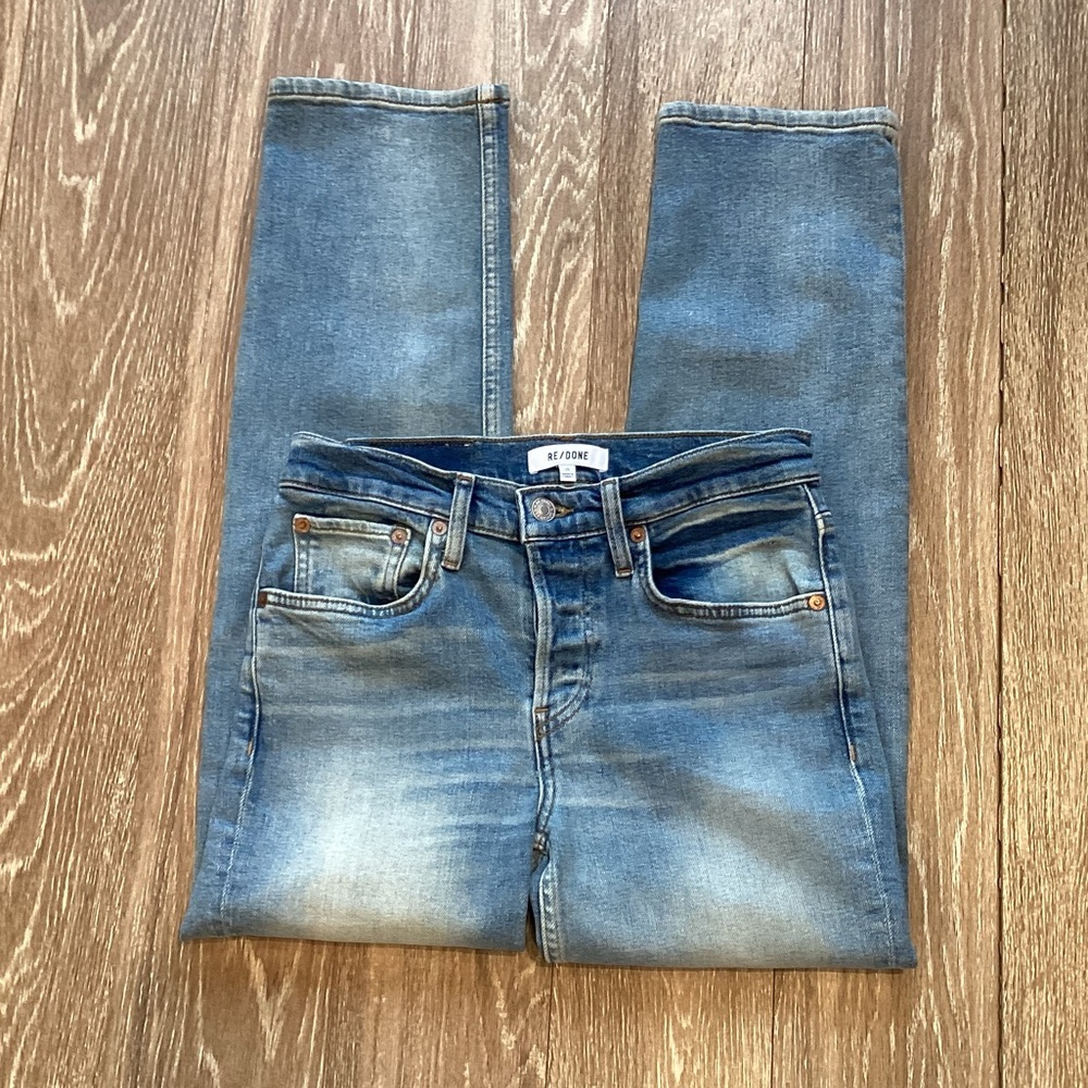 Re/Done Mid Rise Stovepipe Comfort Stretch Jeans - Picture 9 of 11